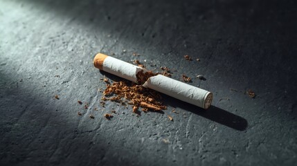 Obraz premium Broken cigarette representing quitting smoking and addiction release