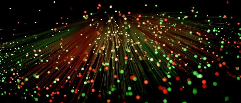 Vibrant and dynamic abstract image featu colorful light streaks and glowing particles radiating outward with energetic movement and vivid illumination