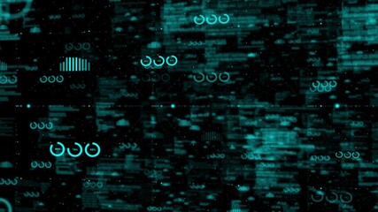 Cyan color flying through digital hi-tech grid big data flow binary code matrix design technology background - Powered by Adobe