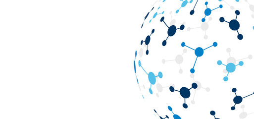 sfera, chimica, particelle, atomi, molecole, sfondo bianco	
