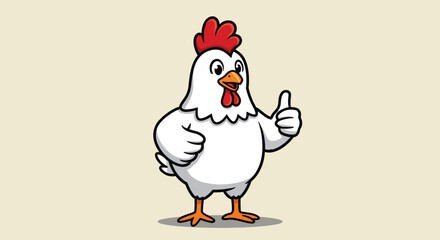 Cartoon White Chicken Giving Thumbs Up Gesture
