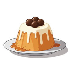 Delicious Caramel Drizzle Cake with Chocolate Topping on a Plate.