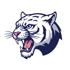 Fierce White Tiger Head Roaring with Aggressive Expression.