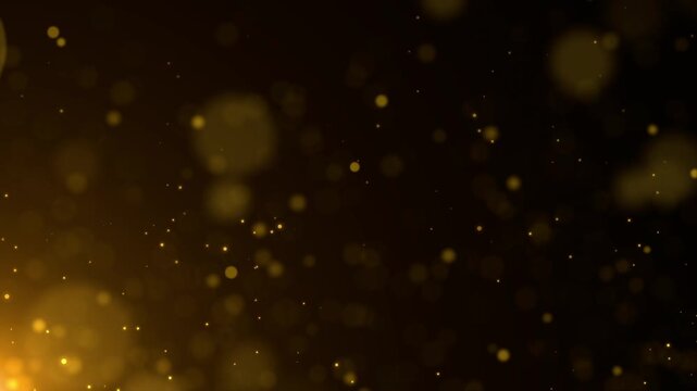 Golden particles light slowly rises into the sky, like a galaxy of stars, romantic and dreamy, suitable for title elements, logo display, video opening, award stage background video, 4K.