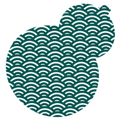 Traditional Asian gourd shape vector illustration with japanese Seigaiha wave pattern symbolizing harmony and prosperity