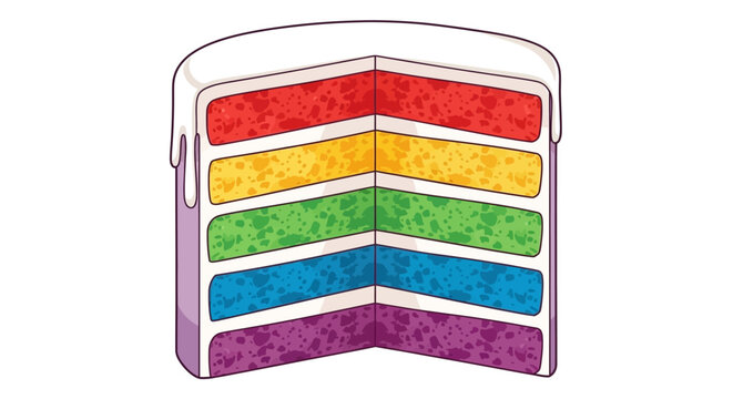 Celebrate with a vibrant rainbow cake slice, perfect for birthdays and cheerful occasions, bringing joy and color to any project or design