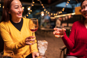 young couple celebrating with champagne