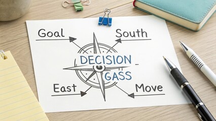 Creative Compass Chart Illustrating Decision-Making Process