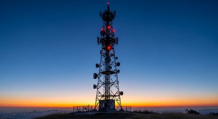 Telecommunications Tower at Dusk - A Beacon of Connectivity.