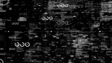 White and Black color flying through digital hi-tech grid big data flow binary code matrix design technology background - Powered by Adobe