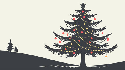 Decorated Christmas Tree Illustration for Festive Winter Holiday Greetings Seasonal Marketing and Web Design