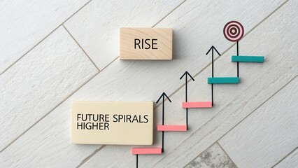 Creative Concept of Growth and Success on Wooden Blocks and Arrows