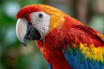Fototapeta premium Close Up Colorful Scarlet Macaw Parrot