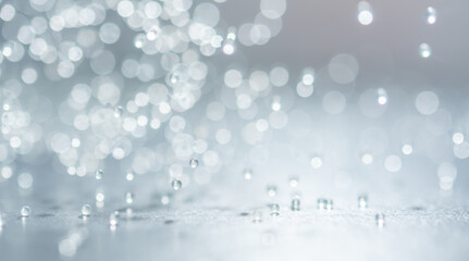 Abstract Blue bokeh defocus glitter blur background.