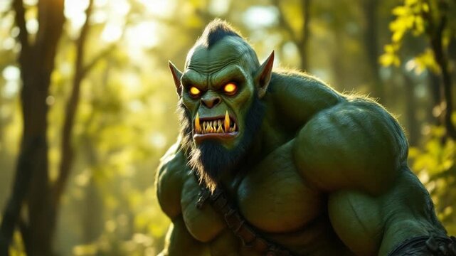 Ferocious Forest Orc - A Digital Painting of a Powerful Creature.