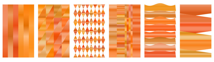 Orange gradient bright tangerine coral backgrounds, warm sunset peach amber texture collection for cheerful design, autumn posters, tropical graphics, and vibrant energetic art projects