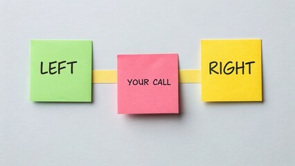 Decision Making Choices Left or Right with Colorful Sticky Notes