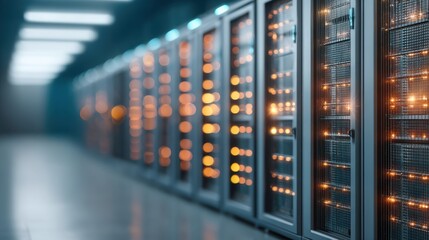 Data center operations server management and optimization technology hub digital infrastructure indoor environment modern view data efficiency