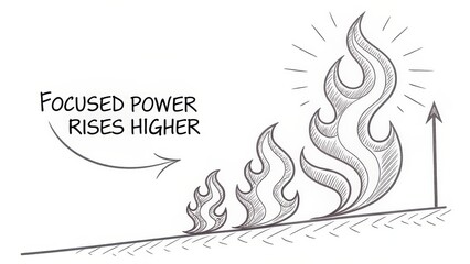 Creative Illustration of Flames Symbolizing Rising Power and Energy