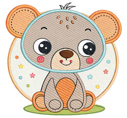 Adorable cartoon bear with cute smile, perfect for baby shower invitations, nursery decor, or children's books, bringing joy and warmth to any project