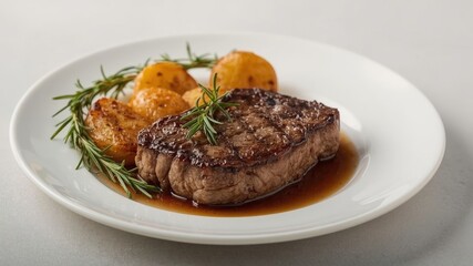 grilled steak with potatoes