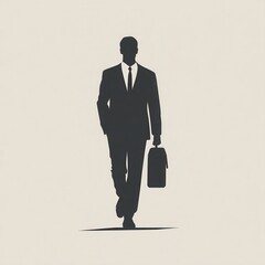High quality photo of a businessman walking with briefcase silhouette