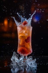 cocktail with ice and lemon