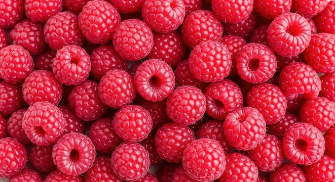 Fresh Red Raspberries Close Up Juicy Berry Fruit for Healthy Eating Nutritious Snack Raw Organic Dessert Ingredient Sweet Taste Fruit Pile Red Delight