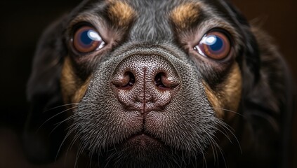close up of a black dog