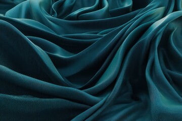 Fototapeta premium Luxurious Emerald Blue Silk Drapery Abstract 3D Render
