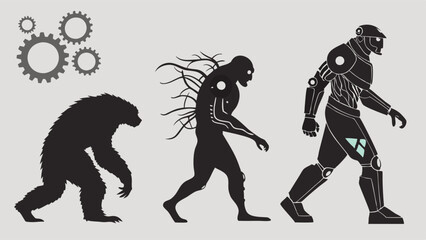 Fototapeta premium Human to Robot Evolution with AI Technology Futuristic Cyborg Advancement for Digital Transformation and Innovation