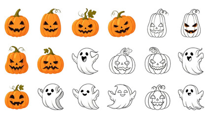 Halloween Festival Vector Illustration Icon Set – Spooky Holiday Elements