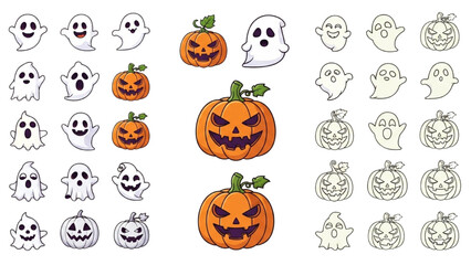 Halloween Festival Vector Illustration Icon Set – Spooky Holiday Elements