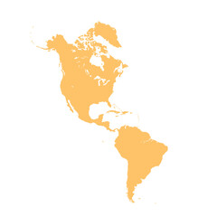 Map of North and South America, sign silhouette. World Map Globe. Vector Illustration isolated on transparent background. American continent.