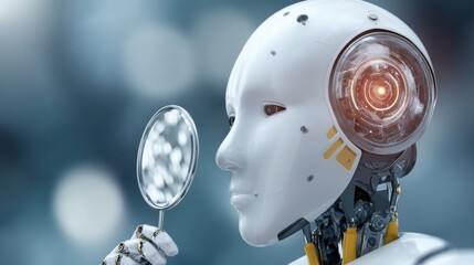 Robotic analysis of future technologies high-tech lab digital art futuristic environment close-up view ai exploration