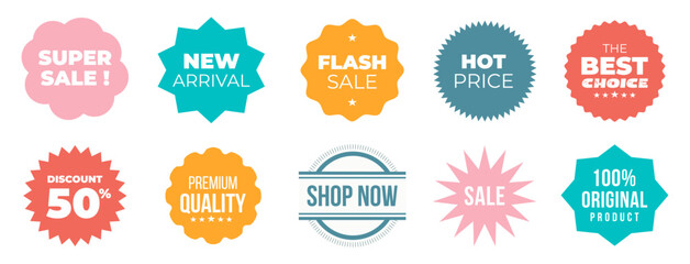 Set of sale tags label vector 