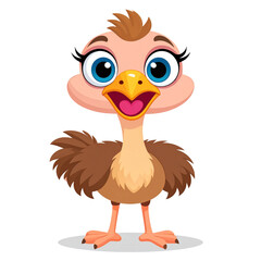 cartoon vector of a surprised ostrich with wide eyes, perfect for kids’ illustrations, animal designs, funny characters, and educational projects