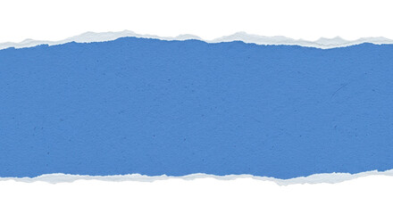 A strip of textured blue paper with realistic torn edges, blank for text. Isolated on transparent background,