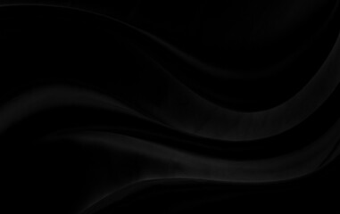 Black gray satin dark fabric texture luxurious shiny that is abstract silk cloth background with patterns soft waves blur beautiful.