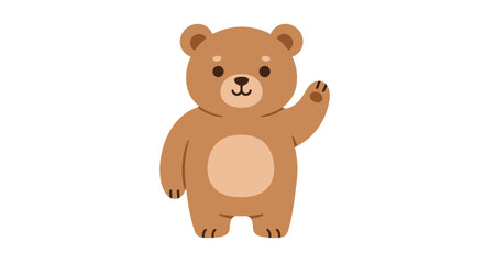 Naklejka premium Cartoon Brown Bear Waving Hand Illustration.