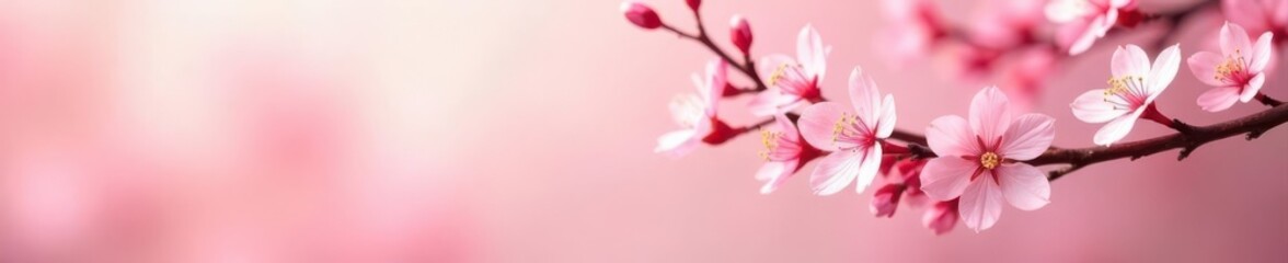 Fototapeta premium Pink backdrop, delicate sakura branch artfully arranged with fortune cookies; auspicious Chinese characters , new year, happy new year
