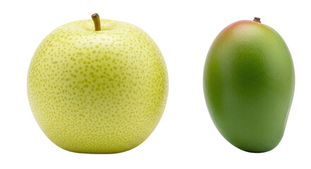 Isolated still life of a nashi pear and a mango in a studio shot with great lighting