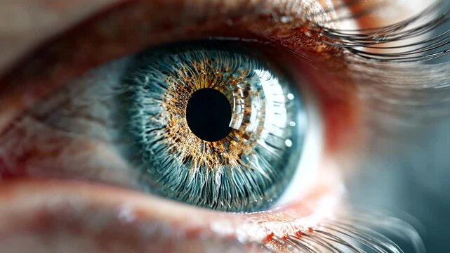 Close-up of a Human Eye with Intricate Iris Patterns and Fine Eyelashes