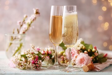 Sparkling Wine and Floral Decor Celebration Women's Day