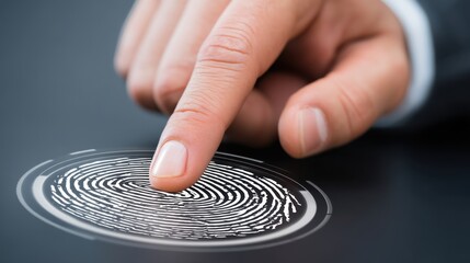 Fingerprint authentication process modern office digital technology secure environment close-up view innovation in security