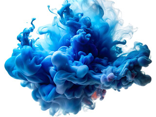 Obraz premium Electric blue ink cloud, swirling and expanding in water with subtle hints of pink, cutout, PNG isolated on white or transparent background