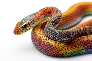 Obraz premium Colorful Snake Isolated on Clean White Background Minimal