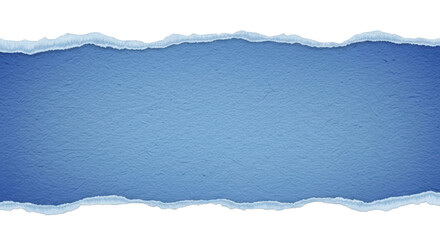 A strip of textured blue paper with realistic torn edges, blank for text. Isolated on transparent background,
