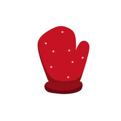 red winter glove with snowflakes