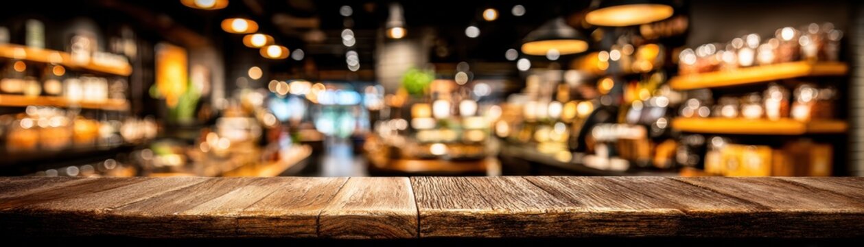 Wide Angle View of a Well Stocked Bakery Shop with Fresh Baked Goods Display and Warm Lighting Interior Scene